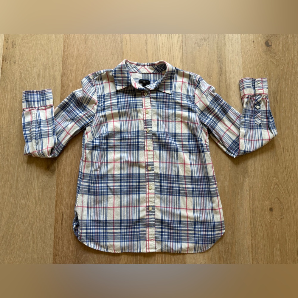 Talbots Plaid Button-Down Shirt in Blue, Cream & Pink